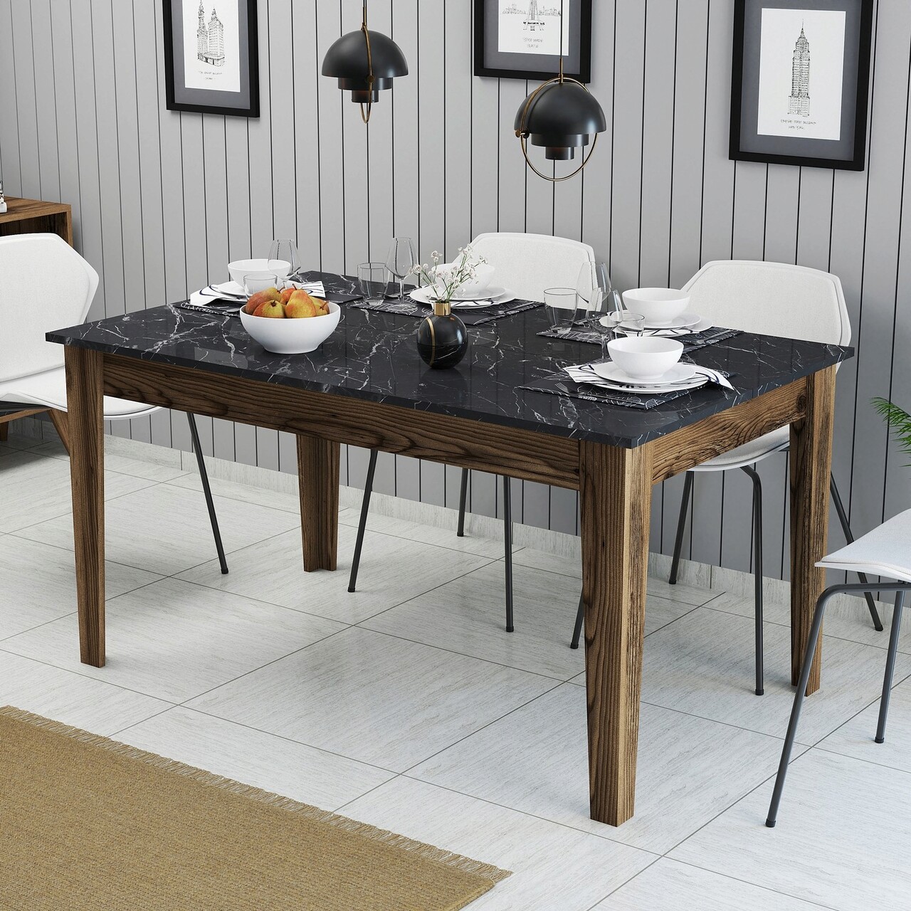Masa, Hanah Home, Milan 518, Nuc / Negru - imagine 7